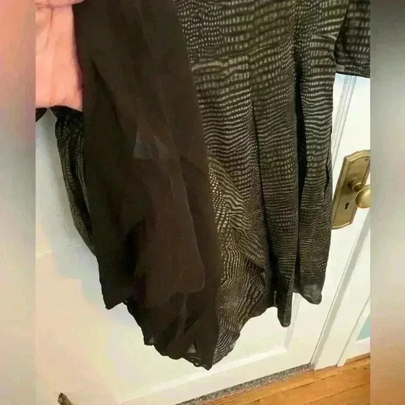 Akris Brown Black Pattern Cotton Pleated Midi Dress, Womens Size 10 - Picture 11 of 16